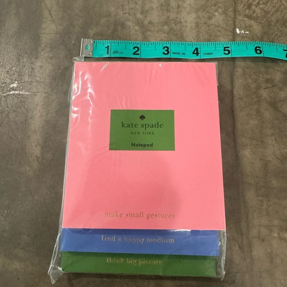 Kate Spade citrus Ink Pen Set of 5  w/ trio of Pink,Blue &green printed Notepads